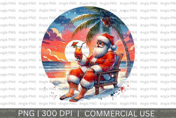 Christmas in July Santa on Beach PNG Review for Real Projects