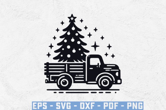 Christmas Truck and Tree Clipart SVG PNG for Holiday-Themed Graphics and Crafts
