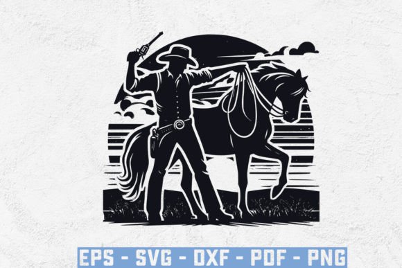 Cowboy and Horse Reaching SVG: A Rodeo-Inspired Graphic for Crafters
