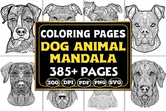 Dog Animal Mandala Coloring Pages – A Versatile Graphic Design Asset for Creative Sellers
