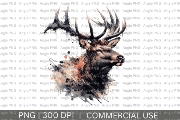 Elk Abstract Watercolor Clipart for Crafts and Graphics