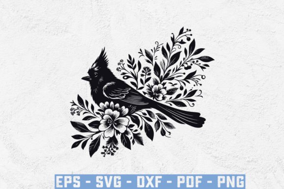Floral Cardinal Bird SVG: A Botanical Graphic for Local Business Branding