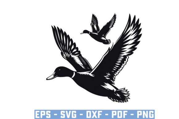 Flying Mallard Duck Silhouette SVG Graphics for Crafts and Merch