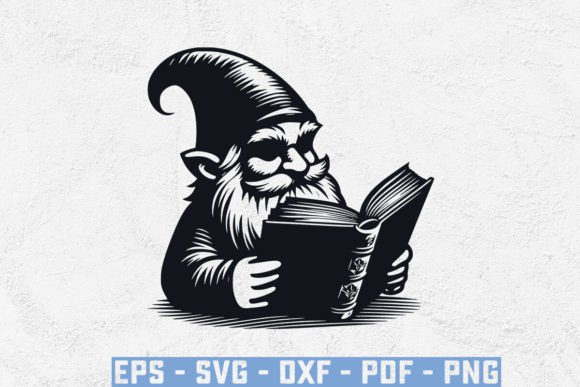 Gnome Reading Book SVG: A Whimsical Graphic Asset for Creative Branding