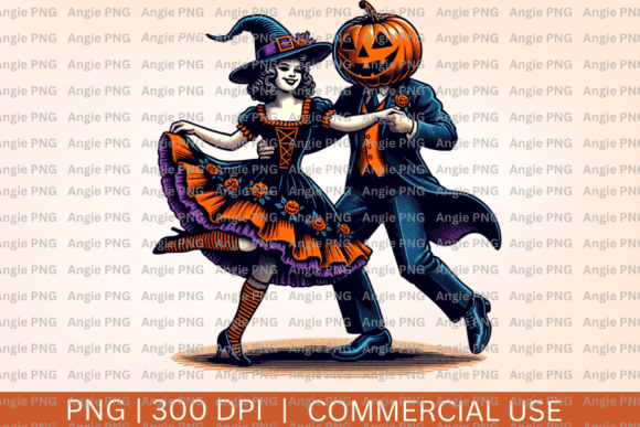 Halloween Dancing Witch Pumpkin Head PNG: A Versatile Graphic Design Asset for Crafts and Marketing