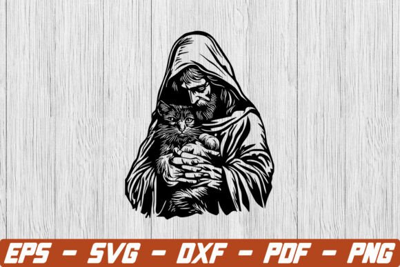 Jesus Holding a Cat SVG – A Unique Graphic Design Asset for Crafts and Commercial Projects