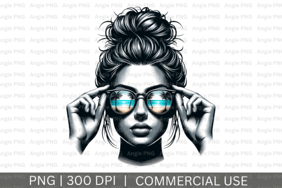 Messy Bun Mom Beach PNG Clipart: A Versatile Graphic for Crafts and Creations