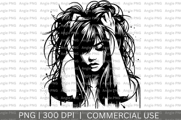 Messy Hair Girl Vector PNG: A Versatile Graphic for Crafts and Handmade Projects