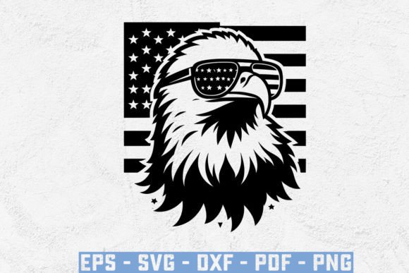 Patriotic Bald Eagle with Sunglasses for Crafts and Graphics