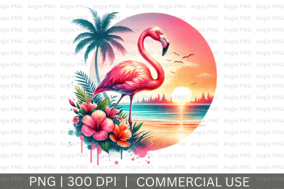 Pink Flamingo Sunset PNG Clipart Review for Embroidery Projects