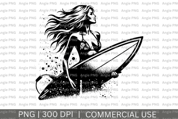Summer Girl Surfer Vector Clipart for Crafts and Graphics