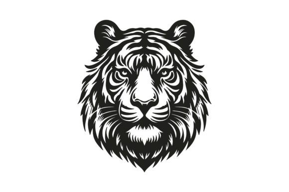 Tiger Head Silhouette Vector Art: A Freebie That Elevates Professional Graphics