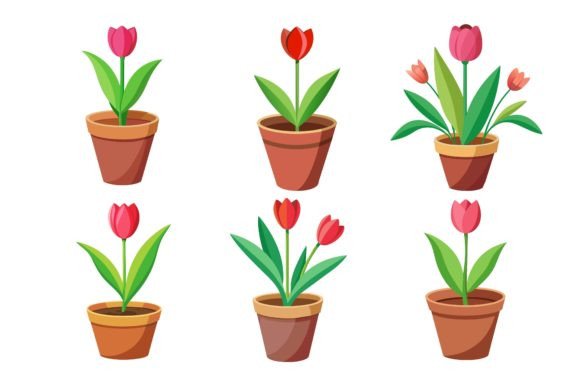 Tulip Pot Flowers Bundle: A Versatile Graphic Freebie for Creative Projects