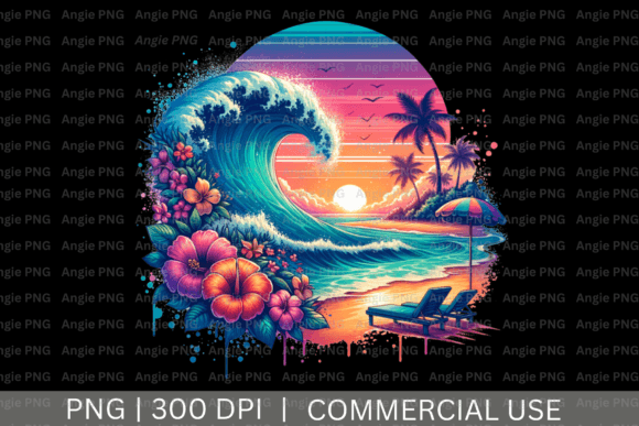 Watercolor Beach Sunset PNG: A Versatile Graphic for Crafts and Creative Projects