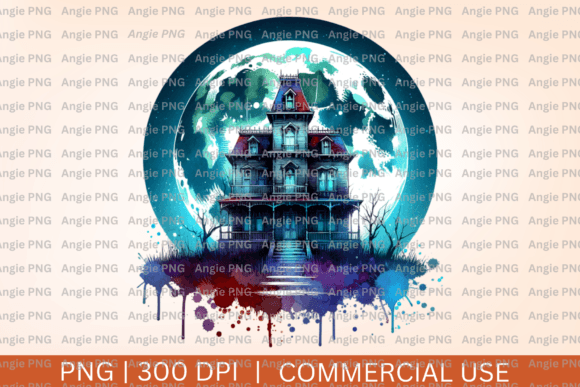 Watercolor Haunted House PNG Clipart for Crafts and Graphics
