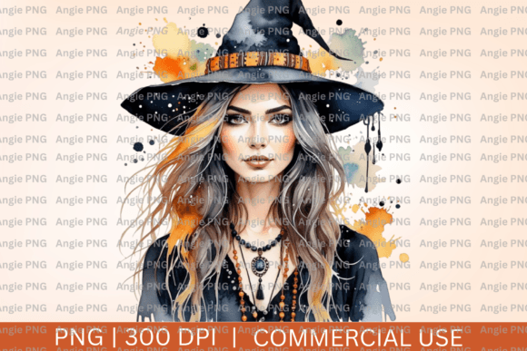 Watercolor Witch Halloween PNG Clipart Review for Embroidery Projects