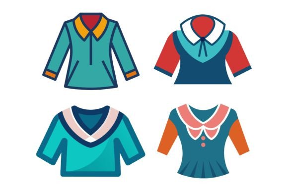 Women's Blouse Icon Symbol Vector Bundle for Graphics and Freebies
